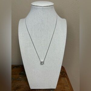 Silver Cube Square Pendant Necklace